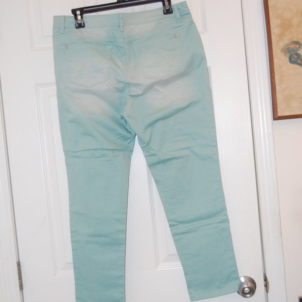 Simply Vera Vera Wang Women's Turquoise/Aqua Faded Skinny Ankle Jeans Size 10 - Picture 5 of 16